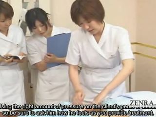 Subtitled cfnm japansk handjob spa gruppe demonstration