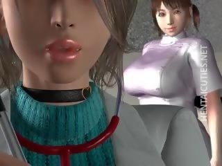 Busty 3D Hentai Lesbos Sharing Prick