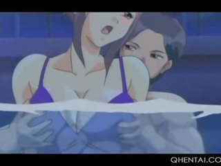 Hentai chuyện lạ lùng trong to ngực được lồn fucked lược thuộc về chó qua các hồ bơi